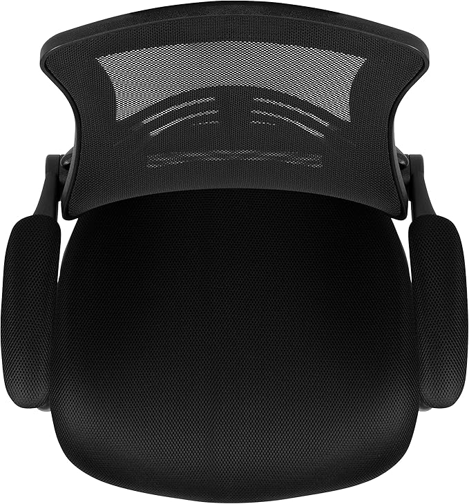 Flash Furniture Set of 4 Mid-Back Swivel Ergonomic Task Office Chairs with Flip-Up Arms, Black Mesh