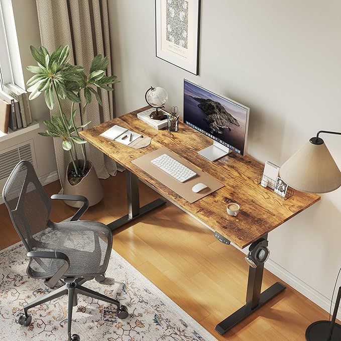 Agilestic Electric Standing Desk, Large 63 x 24 Inches Height Adjustable Desk, Sit Stand up for Work Office Home, Ergonomic Rising Computer Table with Memory Preset, Splice Board, Rustic Brown