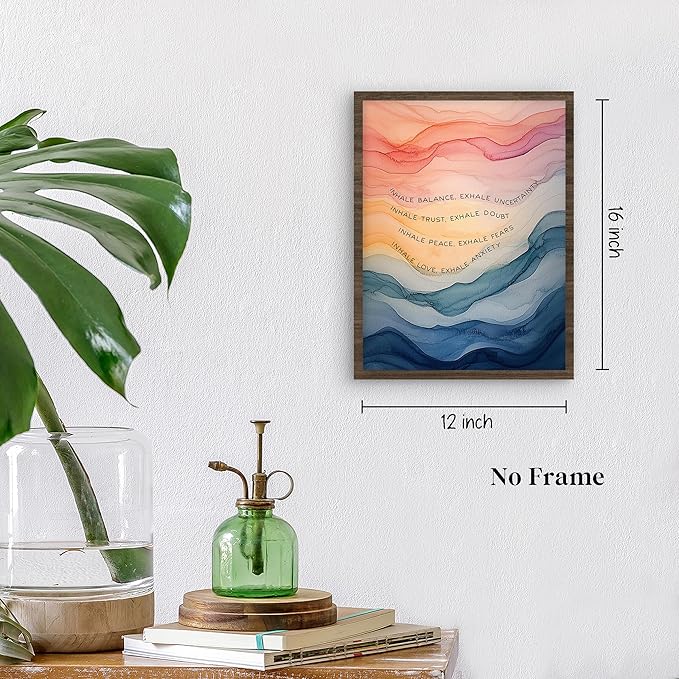 Inhale Exhale Mental Health Wall Art Prints Set of 4, Therapy Office Decor, Watercolor Abstract Prints for Wall Decor, Calming Breathe Poster for Therapy Counselling Room 12”x16” Unframed