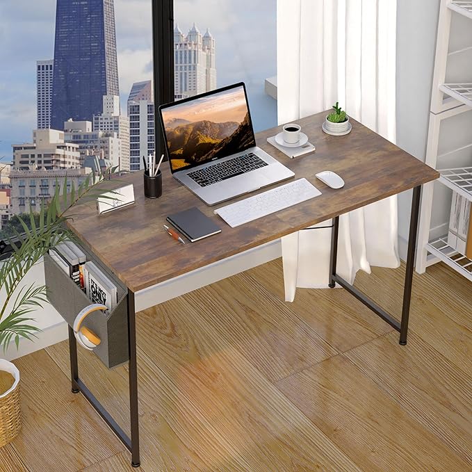 Small Space Writing Desk with Headphone Hooks, Modern Simple Design, Suitable for Study, Home Office and Living Room