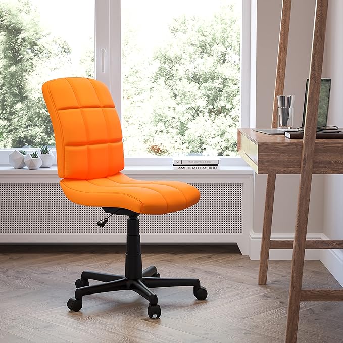 Flash Furniture Clayton Mid-Back Orange Quilted Vinyl Swivel Task Office Chair