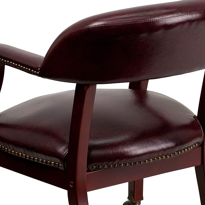 Flash Furniture Sarah Oxblood Vinyl Luxurious Conference Chair with Accent Nail Trim and Casters