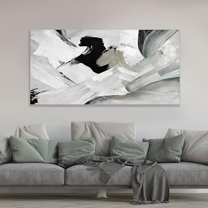 Abstract Wall Art Home Wall Decor Black White and Grey painting Abstract Canvas Art Framed Artwork Modern Home Wall Decor for Living Room Bedroom Office 20"x40"