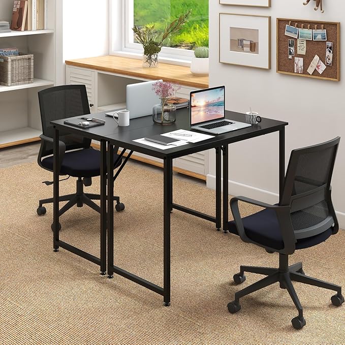 Giantex 40-Inch Black Small Computer Desk, Home Office Writing Desk with Heavy-Duty Metal Frame, Modern Simple Gaming Table PC Workstation, Versatile Small Desk for Bedroom