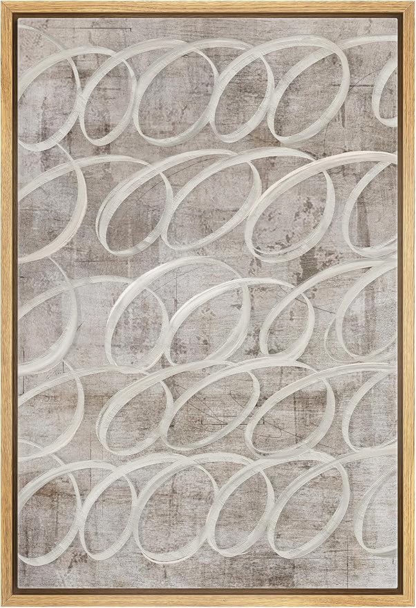 SIGNWIN Framed Canvas Print Wall Art Sophisticated Looped Rings Interwoven Abstract Illustrations Modern Art Minimal Multicolor for Living Room, Bedroom, Office - 16"x24" Natural