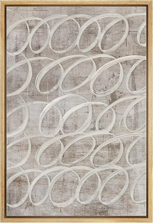 SIGNWIN Framed Canvas Print Wall Art Sophisticated Looped Rings Interwoven Abstract Illustrations Modern Art Minimal Multicolor for Living Room, Bedroom, Office - 16"x24" Natural