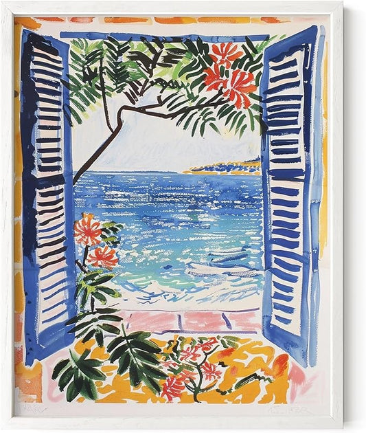 HAUS AND HUES Floral Art Wall Decor - Wildflowers Wall Art for Living Room, Floral Artwork for Bedroom Walls, Flower Painting for College Girls Dorm Room (Open Doors, White Frame, 11x14)