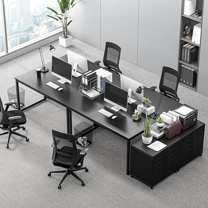 SUPER DEAL Computer Desk 47 Inch Modern Sturdy Office Desk PC Laptop Notebook Simple Writing Table for Home Office Workstation, Black
