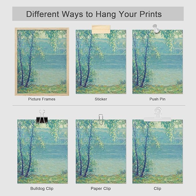 SIGNWIN Poster Wall Art Set of Vintage Posters Vintage Landscape Watercolor Nature Landscape, Rustic Framhouse Decor for Living Room, Bedroom, Office - 8"x10"x 8