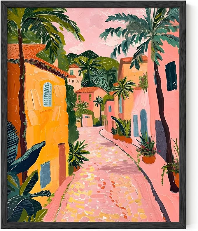 HAUS AND HUES Floral Art Wall Decor - Wildflowers Wall Art for Living Room, Floral Artwork for Bedroom Walls, Flower Painting for College Girls Dorm Room (Palm Tree City, Unframed, 8x10)