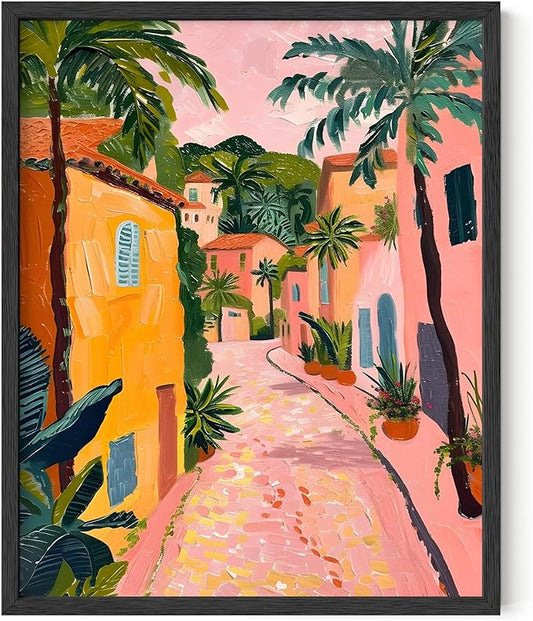 HAUS AND HUES Floral Art Wall Decor - Wildflowers Wall Art for Living Room, Floral Artwork for Bedroom Walls, Flower Painting for College Girls Dorm Room (Palm Tree City, Unframed, 8x10)