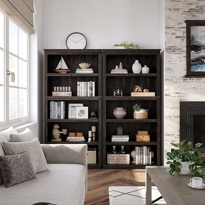 GAOMON 5 Tier Bookcase, Farmhouse Book Shelf with Storage Open Display Bookshelves, 67.4" Tall Book Case Wooden 5 Shelf Bookcase Home Decor Furniture for Home Office, Living Room, Bed Room - Oak