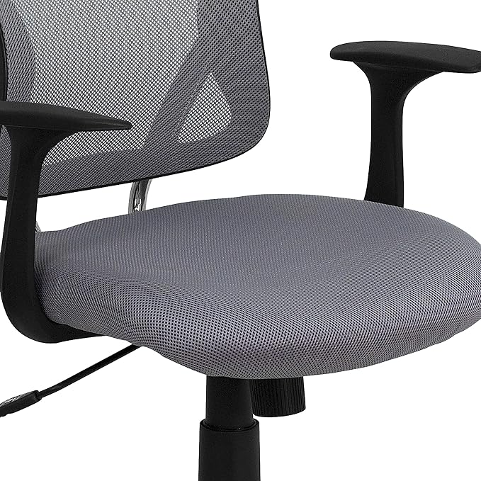 Flash Furniture Alfred Mid-Back Gray Mesh Swivel Task Office Chair with Chrome Base and Arms
