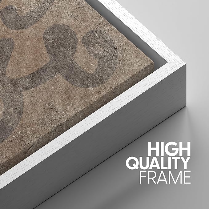 SIGNWIN Framed Canvas Print Wall Art Set Rustic Abstract Earth Tone Curved Line Design Illustrations Modern Art Decorative Abstract for Living Room, Bedroom, Office - 24"x36"x3 White