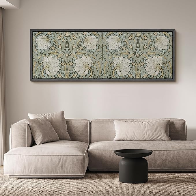 SIGNFORD Large Framed Canvas Vintage Nouveau Floral Pattern Illustrations Modern Art Calm Warm for Living Room, Bedroom, Office - 60"x20"
