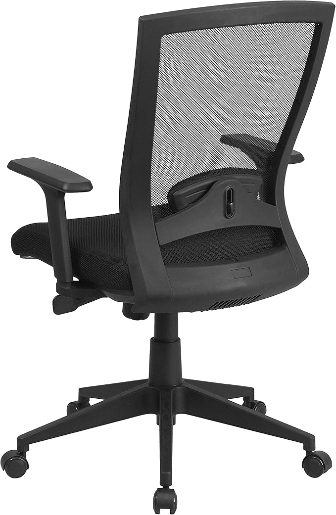 Flash Furniture Cleo Mid-Back Black Mesh Executive Swivel Ergonomic Office Chair with Back Angle Adjustment and Adjustable Arms
