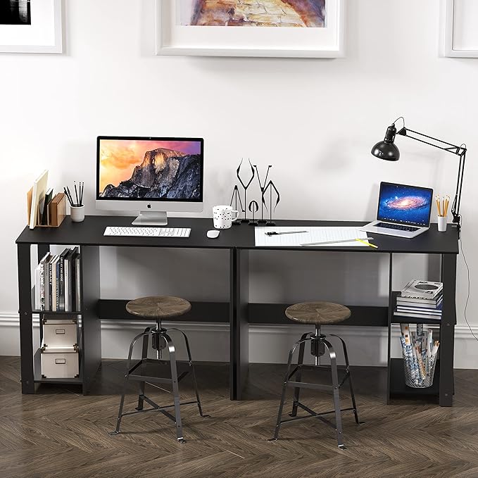 SHW 38-Inch Home Office Computer Desk with Shelves, Black