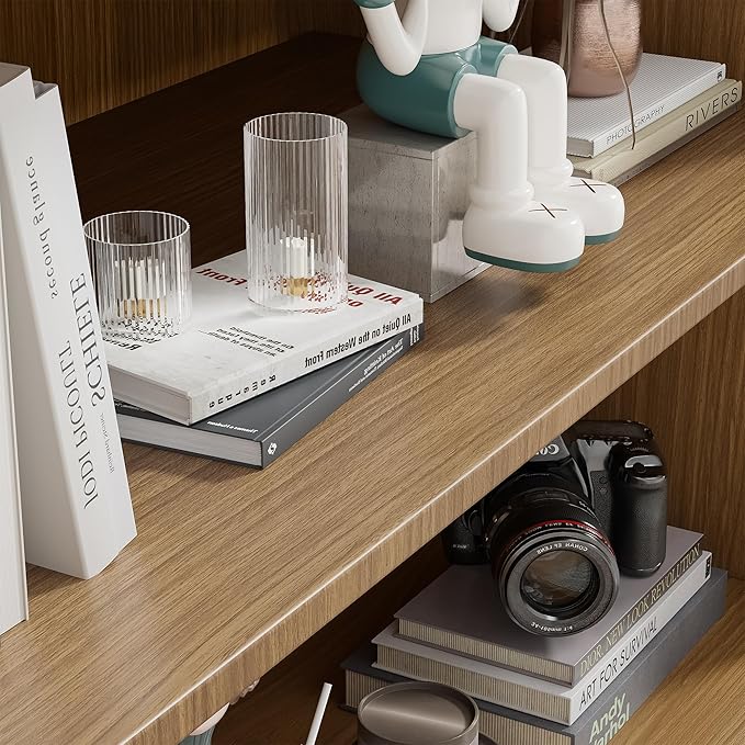 Casaphoria 49" H Wooden Bookshelves, 4 Tier Wide Bookshelf with Adjustable Shelves, Deep Farmhouse Bookshelf for Living Room,Bedroom & Home Office