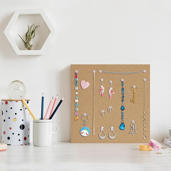Cork Board Bulletin Board 12x12,1/2" Thick Cork Board Tiles 6 Pack, Self-Adhesive Small Square Pin Board for Walls, Corkboards for Office Home School Message/Vision Board Decoration.