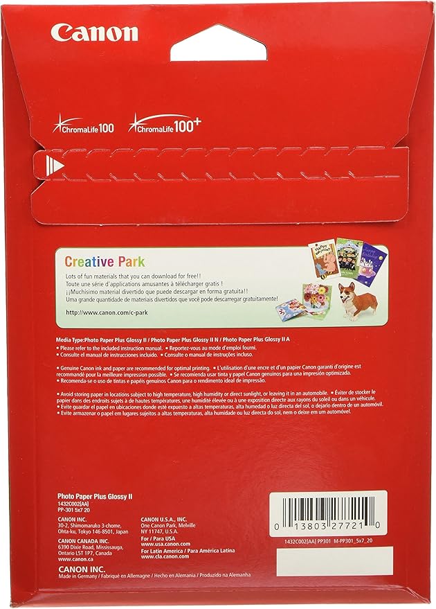 Canon TR8620a All-in-One Printer Home Office | Copier, Black & Ink 1432C002 Photo Paper Plus Glossy II 5" x 7" 20 Sheets & PGI-280XL/CLI-281 5 Color Pack