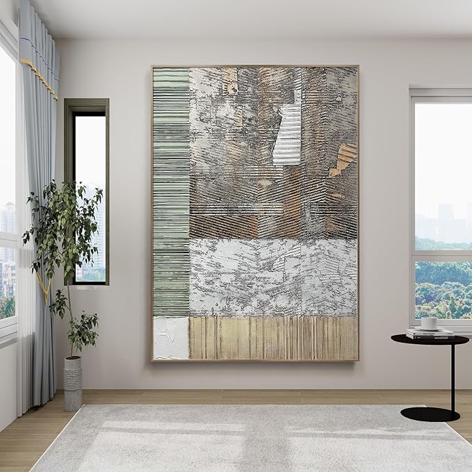 BrightA Gray Extra Large Wall Art Abstract Large Canvas Art Large wall Paintings Big Wall Decor Living Room for Bedroom Dining Room Wall Decor 67"x98.4"