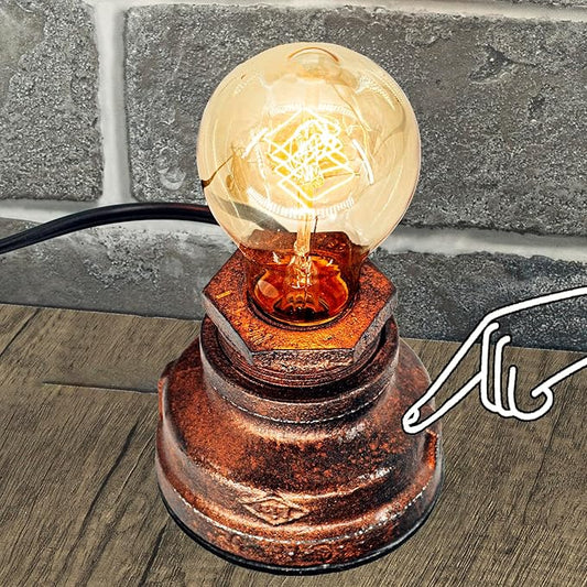 Touch Control Table Vintage Desk Lamp Small Industrial Touch Light Bedside Dimmable Nightstand Steampunk Accent Edison Base Antique Night Light for Living Room Bedroom