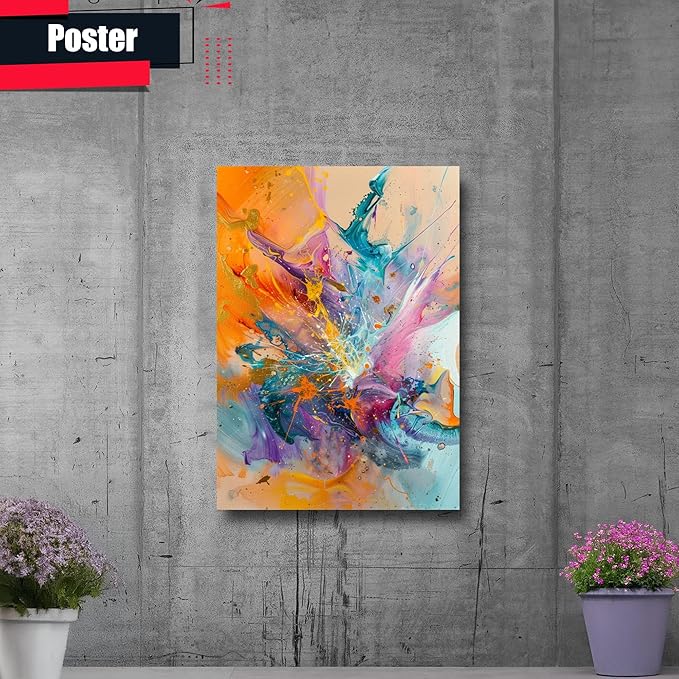 Teal and Orange Abstract Poster Print Modern Art for Office Wall Decor Available in Small, Decor Poster, Print