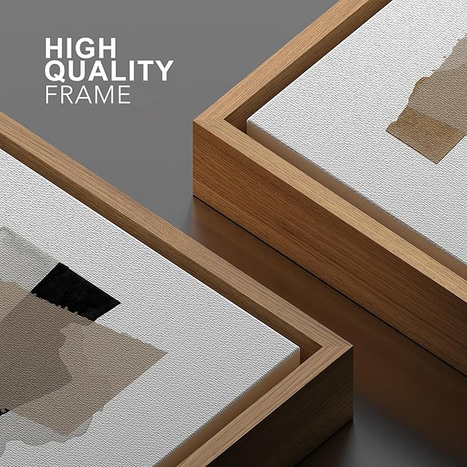 SIGNWIN Framed Canvas Print Wall Art Minimalist Layered Abstract Shapes Neutral Toned Illustrations Modern Art Minimal Multicolor for Living Room, Bedroom, Office - 24"x36" Natural