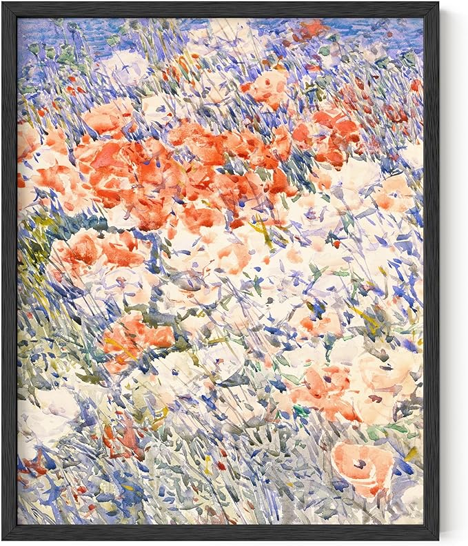 HAUS AND HUES Floral Art Wall Decor - Wildflowers Wall Art for Living Room, Floral Artwork for Bedroom Walls, Flower Painting for College Girls Dorm Room (Multicolored Flowers, Black Frame, 8x10)