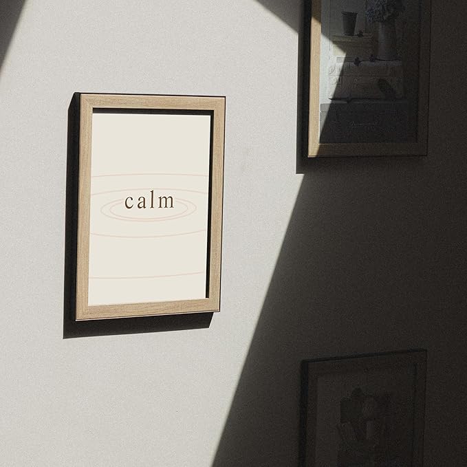 ALPINE INK CO. Calm Typography Glossy Poster - Soft Ripple Word Artwork - Minimal Neutral Zen Style - Bedroom Living Room Meditation Space Decor - 18x24 Unframed Glossy Print