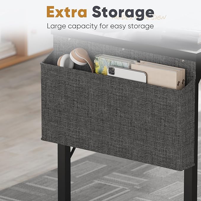 Shahoo Computer Desk, 48 Inch Office Writing Work Table, with Storage Bag and Hook, for Home, Study, Black
