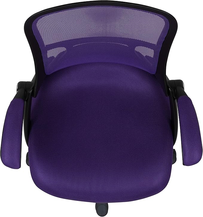 Flash Furniture Porter High-Back Swivel Office Chair with Adjustable Lumbar Support and Seat Height, Ergonomic Mesh Desk Chair with Flip-Up Armrests, Purple/Black