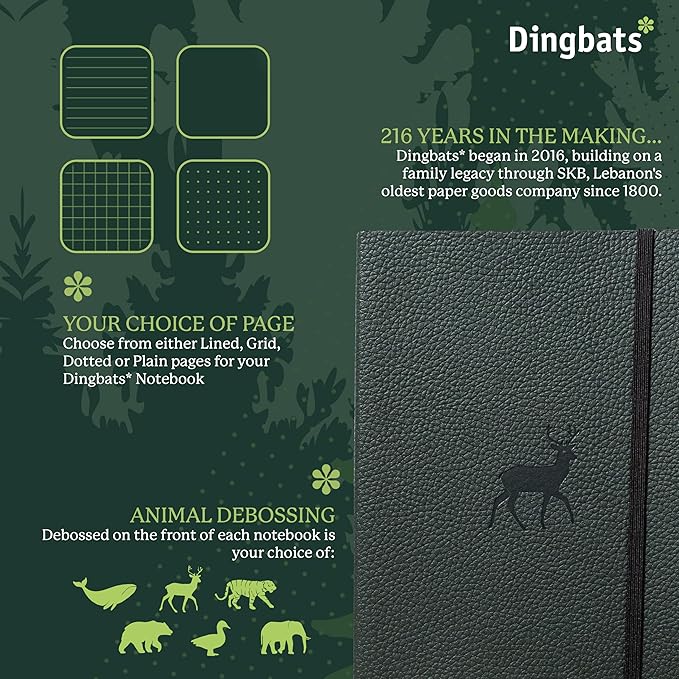 Dingbats* Notebooks A5+ SC Green Deer Lined