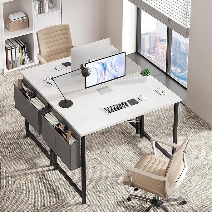 OLIXIS Computer Desk 31 Inch Home Office Desks for Small Spaces, Gaming Writing Study Work Table with Storage Bag for Bedroom, White