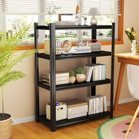47" W*54" H Book Shelf，4 Tier Metal Wide Bookshelf，Heavy Duty Book Shelfs，Adjustable Shelving Unit，Tall Bookcase，Industrial Bookshelf for Living Room，Bedroom，Office and Library
