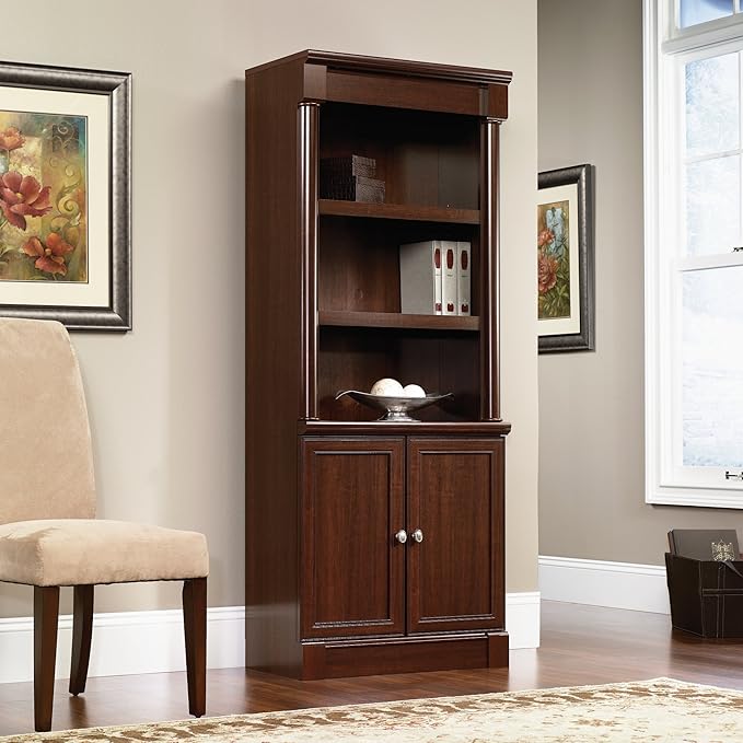 Sauder Palladia Lateral File and Library with Doors/Book Shelf, Select Cherry Finish