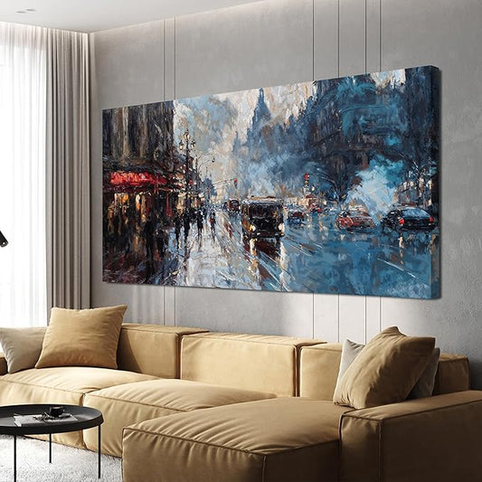 Canvas Wall Art Decor Large Wall Art Pictures for Living Room Abstract Canvas Art Wall Decor Artwork for Walls City Corner Wall Art Prints Wall Decorations Bedroom Home Aesthetic Wall Art Decor 24" X 48"