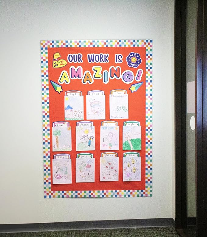 Carson Dellosa Pre-Punched We Stick Together 45-Piece Our Work is Amazing Bulletin Board Set, Student Work Display Headers, Shooting Stars, Motivational Cutouts for Bulletin Board and More