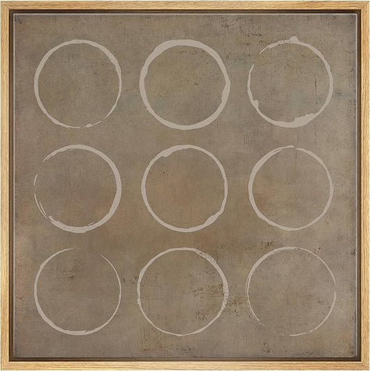 SIGNWIN Framed Canvas Print Wall Art Geometric Minimal Circle Spiral Pattern Abstract Shapes Illustration Modern Art Decorative Boho Relax/Zen for Living Room, Bedroom, Office - 24"x24" Natural