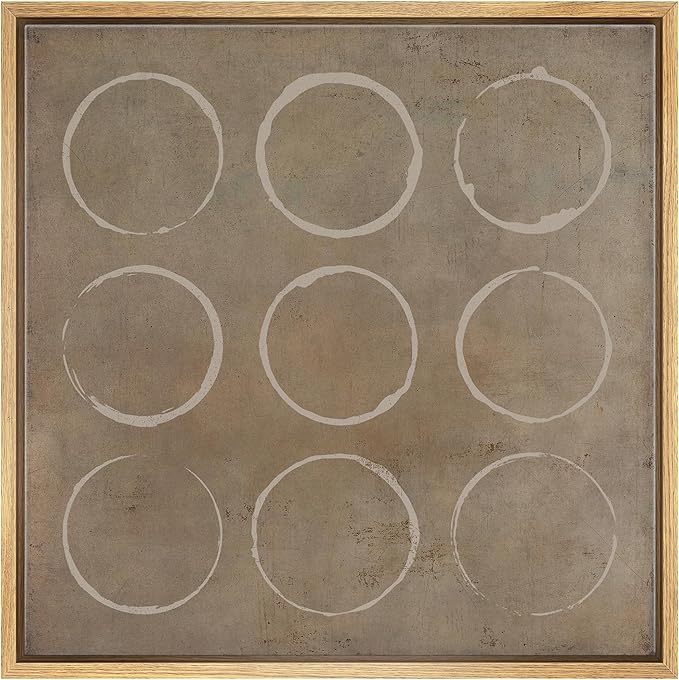 SIGNWIN Framed Canvas Print Wall Art Geometric Minimal Circle Spiral Pattern Abstract Shapes Illustration Modern Art Decorative Boho Relax/Zen for Living Room, Bedroom, Office - 16"x16" Natural