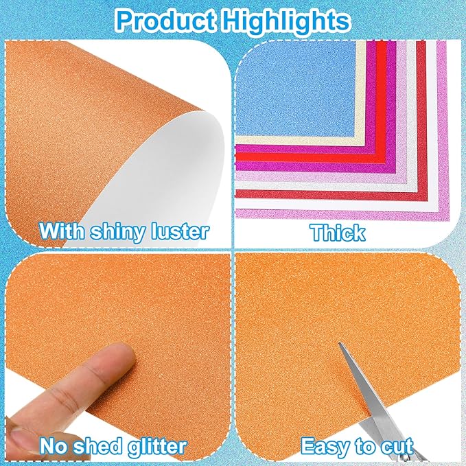 PATIKIL 20 Sheets Orange Glitter Cardstock Paper, 8.5x11 inches, 250gsm, Sparkly Paper for Scrapbooking, Cards, Invitations, DIY Projects