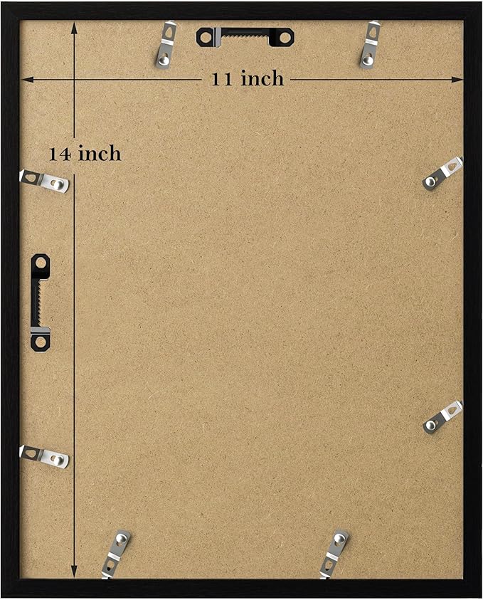 eletecpro 11x14 Picture Frames Set of 9 Classic Gallery Wall Frame Set, Displays 8x10 Photos with Mat or 11x14 No Mat, Black Picture Frames Collage Wall Decor for Home Decor