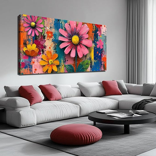 Colorful Flower Pictures Wall Art for Bedroom Home Office Decor for Women Large Prints Wall Art for Apartment Size 29 x 58 Inch