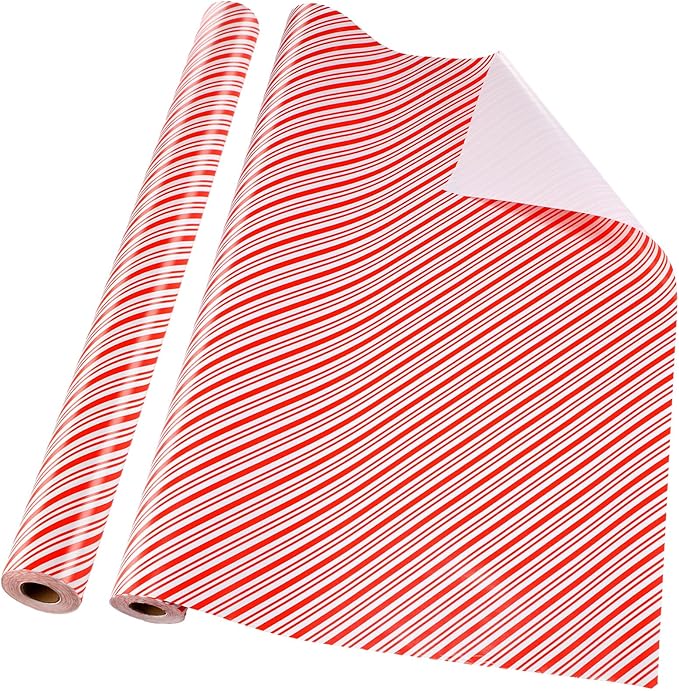 Tenceur Wrapping Paper Roll Bulletin Board Borders Paper Fade Resistant Decorative(24 Inch X 100ft,Red and White Stripes)