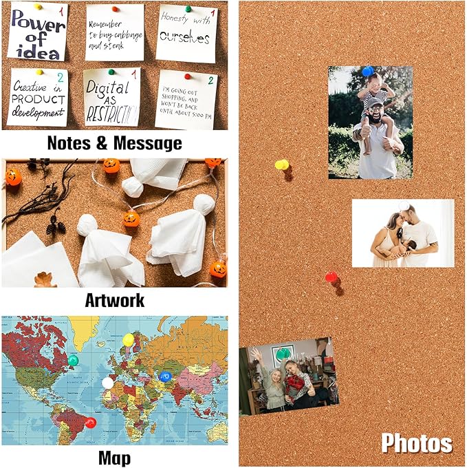 Crtiin 24 Pcs Square Cork Board Tiles 12"x12" 1/4" Thick Bulletin Boards Natural Cork Sheets with Self Adhesive Backing Brown Corkboards for Wall School Office Home DIY Supplies