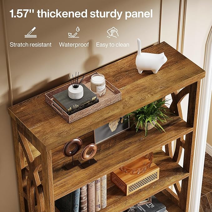 Tribesigns 6-Tier Bookshelf, 71 Inches Tall Freestanding Bookcase, Large Industrial Bookshelves Display Shelves, Wooden Book Shelf for Home Office, Living Room, Bed Room, Rustic Brown