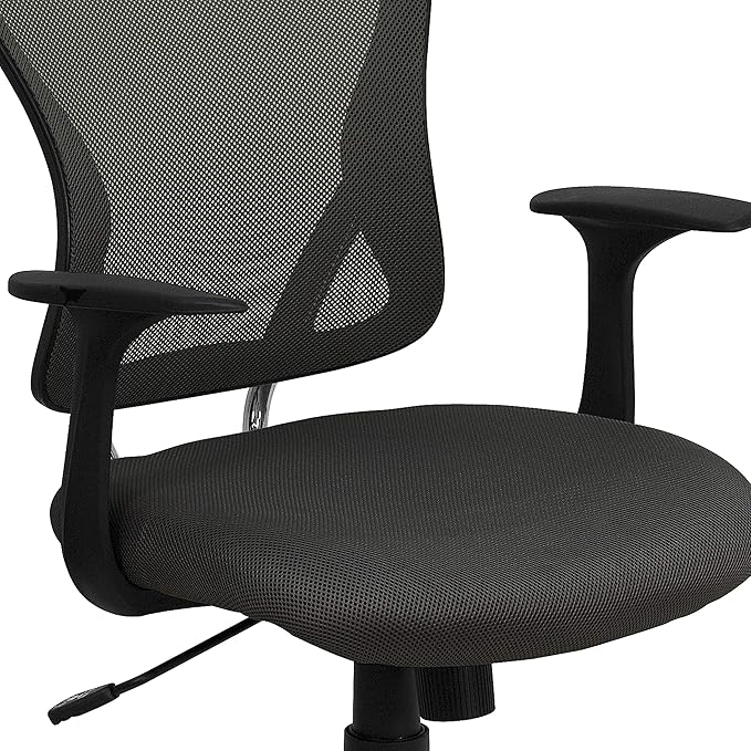 Flash Furniture Alfred Mid-Back Dark Gray Mesh Swivel Task Office Chair with Chrome Base and Arms