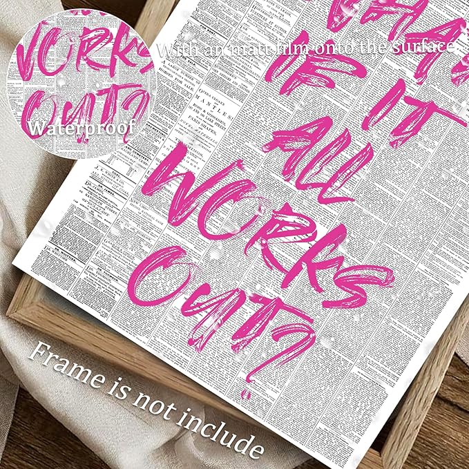 uniro What If It All Works Out Newspaper Print Vintage Trendy Wall Art Cute Typography Poster Affirmations Apartment Aesthetic - 8x10 Unframed