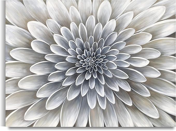Yihui Arts Large White Flower Wall Painting Hand Painted Floral Pictures Artwork For Dinning Room Decoration,36x48IN