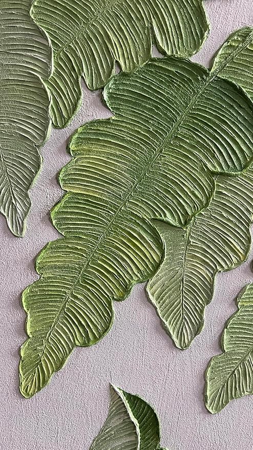 YaSheng Art- large Vertical Wall Art Oil Paintings ,Handmade 3D Textured Wall Art Green Large leaf plant Artwork paintings ,Modern Minimalist Abstract Wall Art painting, Wall Art for living room Bedroom Wall Deco Home, Framed Wall Art Pictures 30x60inch